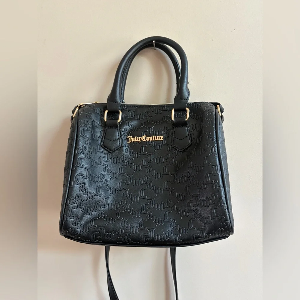 Juicy Couture Black Faux Leather Handbag Shoulder Bag, Y2K Style Accessory Purse